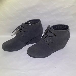Grey Suede TOMS Heeled Booties
